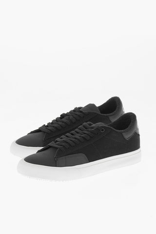 Canvas Low Top Sneakers with Leather Detail