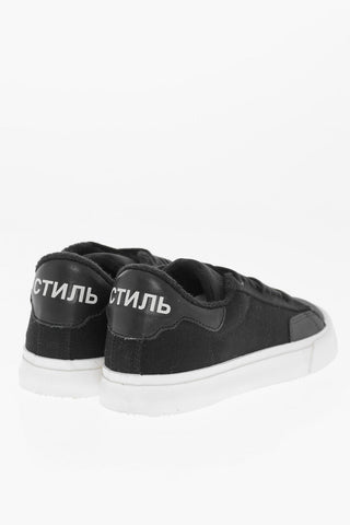 Canvas Low Top Sneakers with Leather Detail