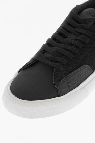 Canvas Low Top Sneakers with Leather Detail