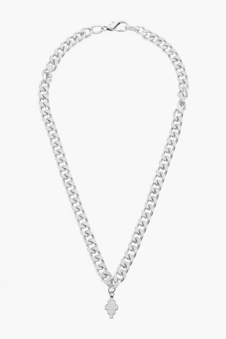Silver-Tone Effect Chain Necklace with Pendant