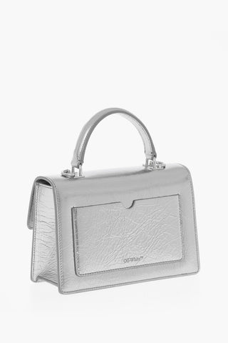 Metallic Leather Handbag with Removable Shoulder Strap