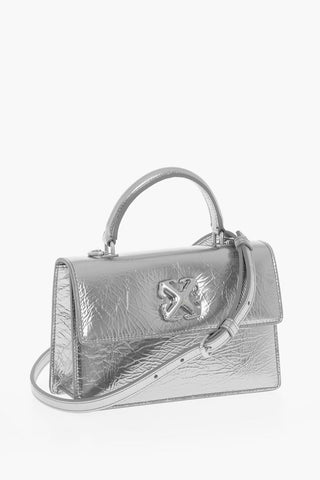 Metallic Leather Handbag with Removable Shoulder Strap