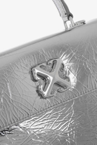 Metallic Leather Handbag with Removable Shoulder Strap