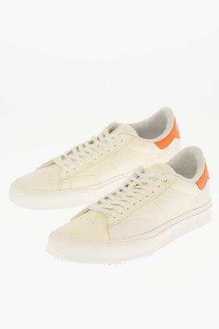 Sneakers Basse in Pelle con Dettaglio a Contrasto