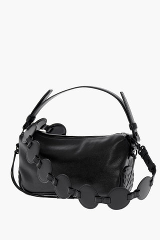 Solid Color Leather BIKER TIRE Bag with Removable Shoulder Strap