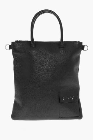 Textured Leather Tote Bag with Removable Shoulder Strap