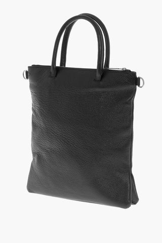 Textured Leather Tote Bag with Removable Shoulder Strap