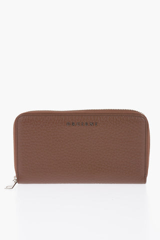 Textured Leather Wallet with Metal Logo