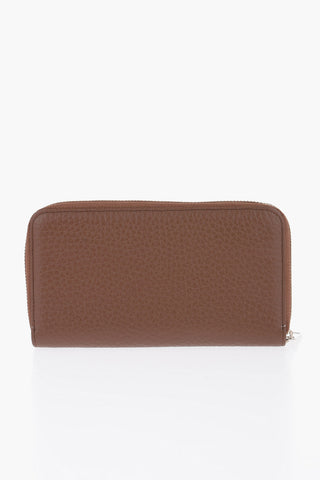 Textured Leather Wallet with Metal Logo