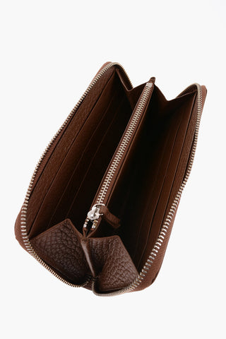 Textured Leather Wallet with Metal Logo