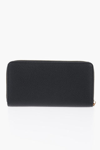 Textured Faux Leather Wallet with Golden Logo