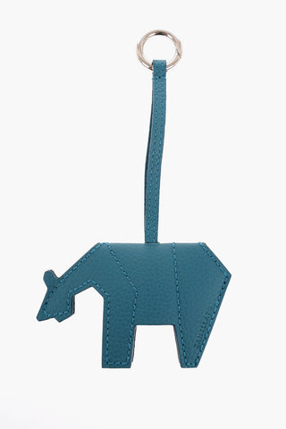 Animal-Shaped Textured Leather Keychain