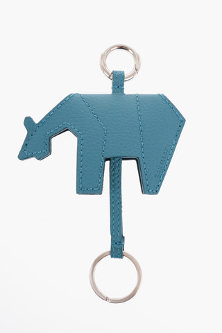 Animal-Shaped Textured Leather Keychain
