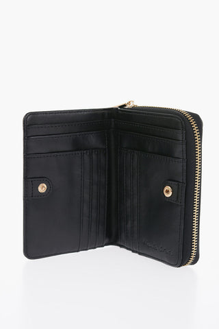 Solid Color Faux Leather Wallet with Golden Logo