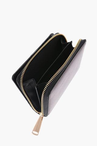 Solid Color Faux Leather Wallet with Golden Logo