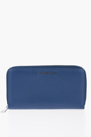 Textured Leather Wallet with Metal Logo