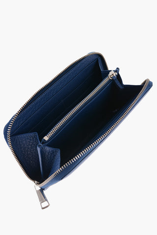 Textured Leather Wallet with Metal Logo