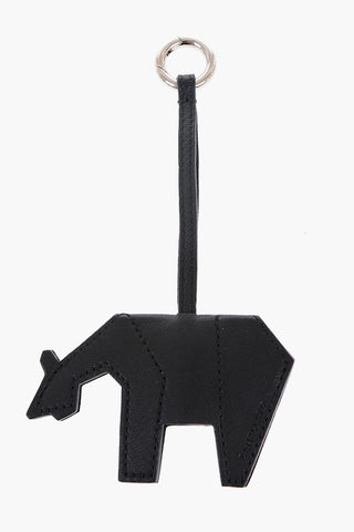 Animal-Shaped Textured Leather Keychain