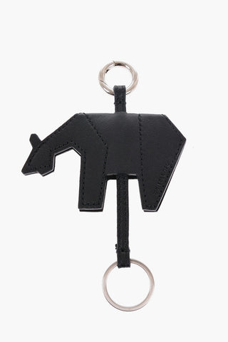 Animal-Shaped Textured Leather Keychain
