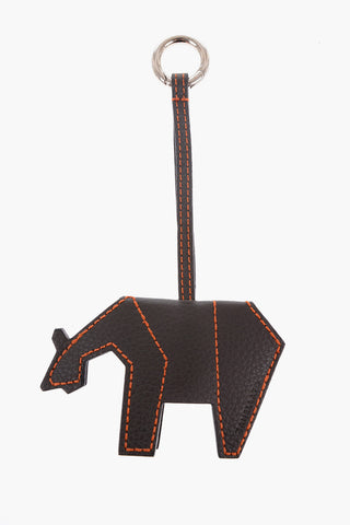 Animal-Shaped Textured Leather Keychain