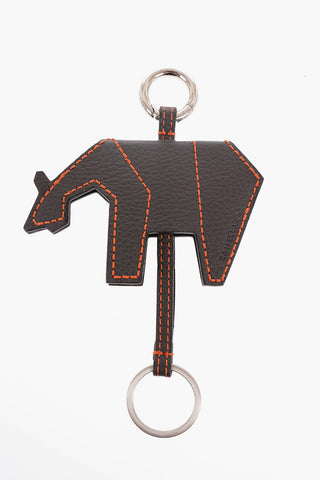 Animal-Shaped Textured Leather Keychain
