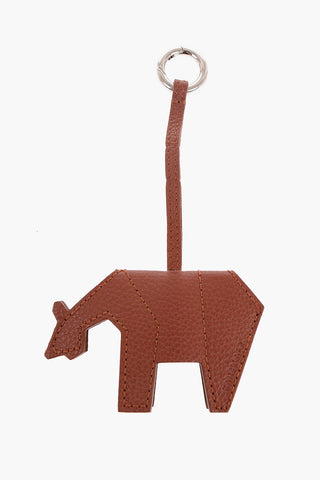 Animal-Shaped Textured Leather Keychain