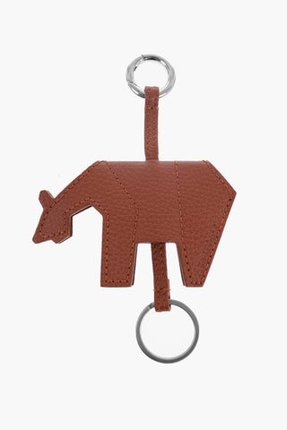Animal-Shaped Textured Leather Keychain