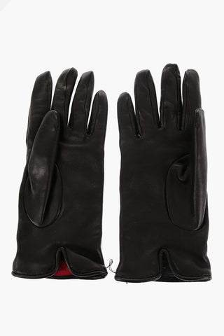 GARAVANI Leather Gloves with Golden Metal Monogram