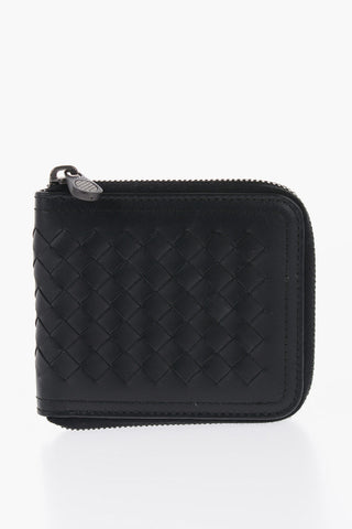 Portafoglio in Pelle Intrecciata con Zip