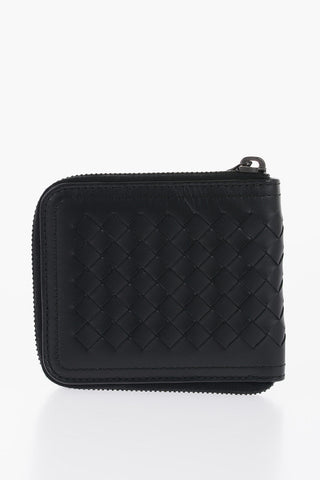 Portafoglio in Pelle Intrecciata con Zip