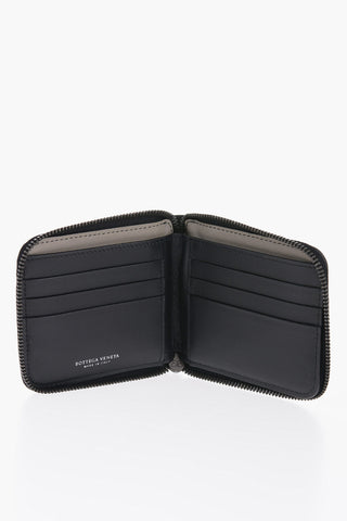 Portafoglio in Pelle Intrecciata con Zip