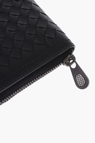 Portafoglio in Pelle Intrecciata con Zip