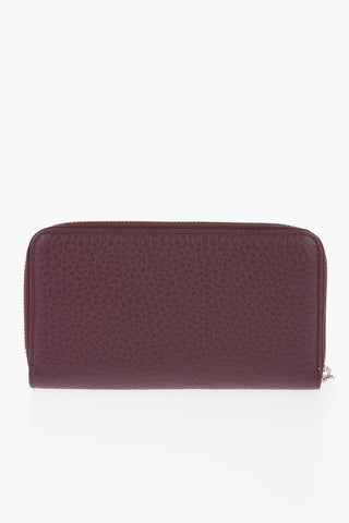 Textured Leather Wallet with Metal Logo