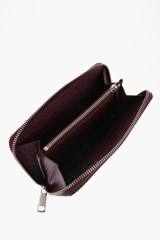 Textured Leather Wallet with Metal Logo