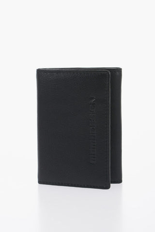 Textured Leather Mini Wallet with Engraved Logo
