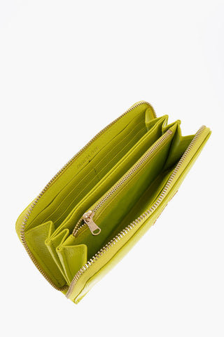 Textured Leather Continental Wallet with Metal Logo