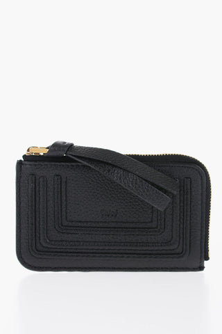 Textured Leather MARCIE Card Holder With Golden-Closure