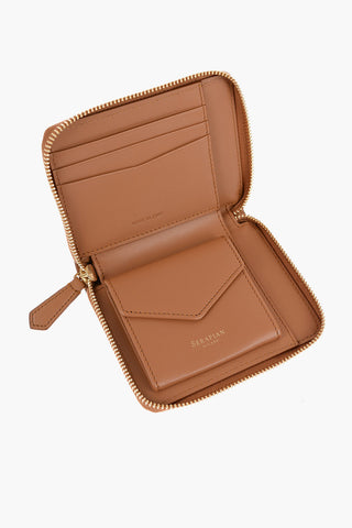 Engraved Leather MOSAICO Mini Wallet with Zip Closure