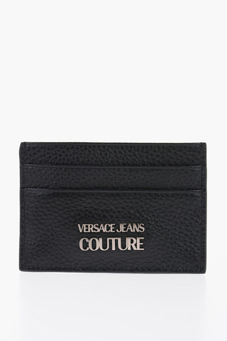 JEANS COUTURE Textured Leather Card Holder with Metal Logo