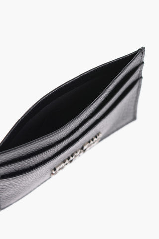 JEANS COUTURE Textured Leather Card Holder with Metal Logo