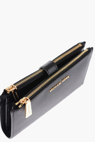 MICHAEL Textured Leather Wallet with Golden Effect Details