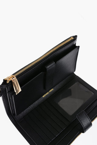 MICHAEL Textured Leather Wallet with Golden Effect Details