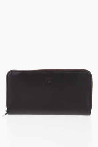 Leather Continental Wallet with Zip Closure