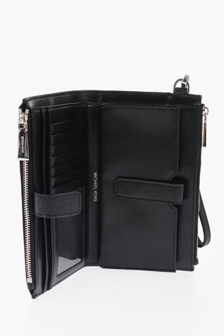 MICHAEL Textured Leather Wallet with Silver Effect Details