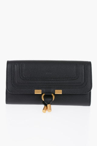 Textured Leather MARCIE Wallet with Golden Details