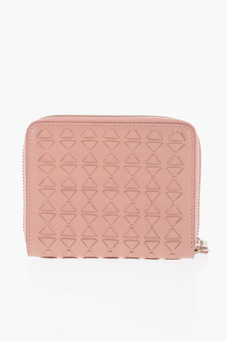 Engraved Leather MOSAICO Mini Wallet with Zip Closure