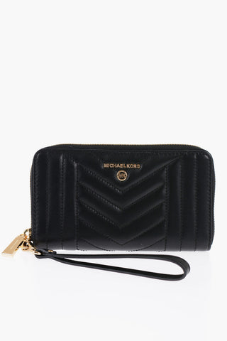 MICHAEL Quilted Leather Wallet with Gold-Effect Logo