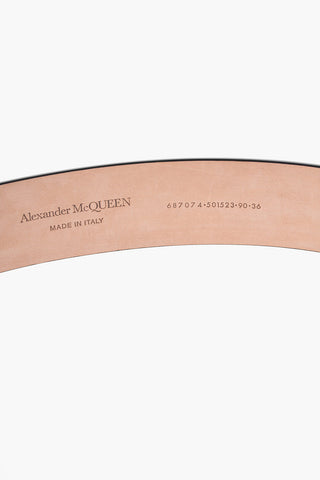 Solid Color Leather Belt with Silver-Tone Buckle 40mm