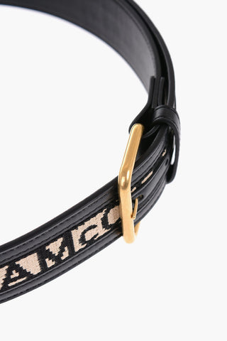 Vegan Leather Belt With Embroidered Logo