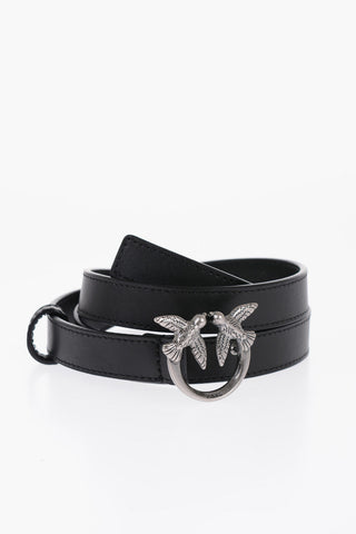 Slim Leather Belt with Silver-Effect Buckle 20mm